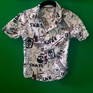 Boys skater boy punk button casual shirt sz 6/7